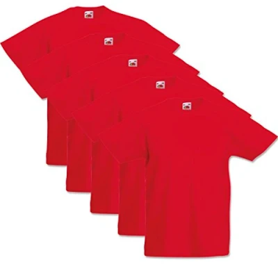 Image de Fruit of the Loom Lot de 5 t shirts pour enfant Valueweight 104 116 128 140 152 ensembles couleurs au choix 100 % coton, Rot, 3 4 ans