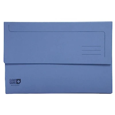 Image de Exacompta Réf. 47222E Paquet de 5 chemises Poche avec soufflet 32 mm Clean&#039;Safe 400 g/m² traitées un actif antimicrobien dimensions 35 x 24,2cm pour documents format A4 couleur bleu