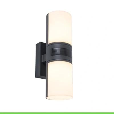 Image de LUTEC CYRA applique murale d&#039;extérieur LED avec détecteur de mouvement, lampe moderne, en aluminium anthracite, têtes rotatives à 350 chacune,