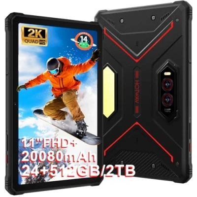 Image de HOTWAV R9 Plus Tablette Incassable, Écran 11&quot; 2K FHD+ Tactile, 24Go + 512Go/TF 2To Android 14 Chantier, 20080mAh, 64MP+16MP, Dual SIM 4G/WLAN 5G/Octa Core/IP68&amp;IP69K/Face ID/GPS/OTG