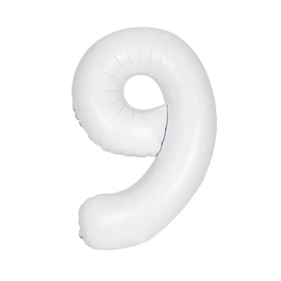 Image de Unique Party 13969 Ballon Géant Numéro 9 86 cm Blanc Mat