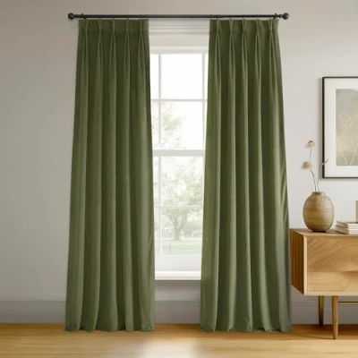 Image de HPD Half Price Drapes Rideaux occultants en Velours 304 cm de Long 1 Panneau occultant plissé pour salon et Chambre à Coucher 63,5 x 304,4 (l L) Vert Chasseur