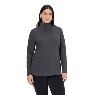 Image de Ulla Popken Lua Pull à col roulé, Gris (Anthrazit 12), 64 66 Femme