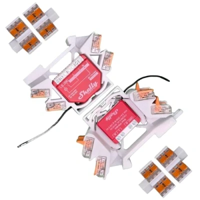 Image de Lot de 2 supports rail Shelly pour 11 Relais : Plus 1, 1 Mini Gen3, 1PM, 1PM 2PM, 2.5, RGBW 2, PM, EM, i4, i4 DC, variateur chapeau, installation