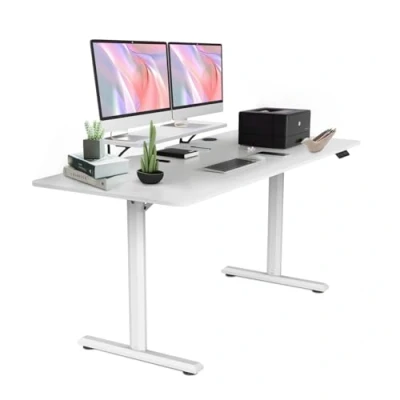 Image de Ordeluxe Bureau Assis Debout Électrique 160x70cm, Support de Moniteur Amovible, 2 Positions Mémorisables, Acier T Pieds avec Système Anti Collision, Panneau Contrôle à Fonctions Mémoires