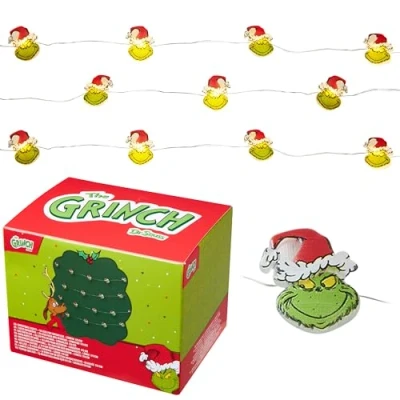 Image de The Grinch Guirlande lumineuse, 170cm à LED, fonctionne piles Décorations de Noël (Vert 2D)