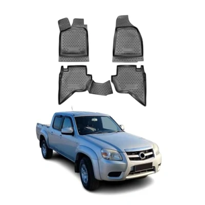 Image de Tapis de Sol Compatible avec Mazda BT 50 2006 2012 Caoutchouc TPE Noir 4X