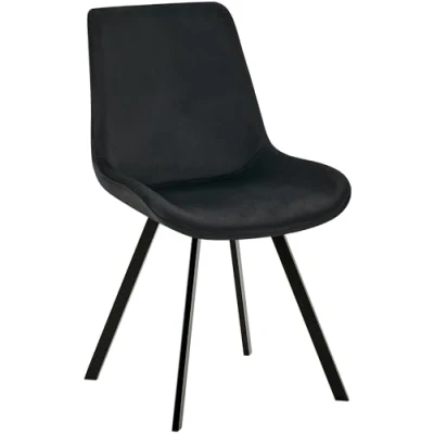 Image de CLP Chaise de Salle à Manger Lewes avec revêtement en Velours I rembourrée pivotant 360 degrés Dossier, Couleur:Noir