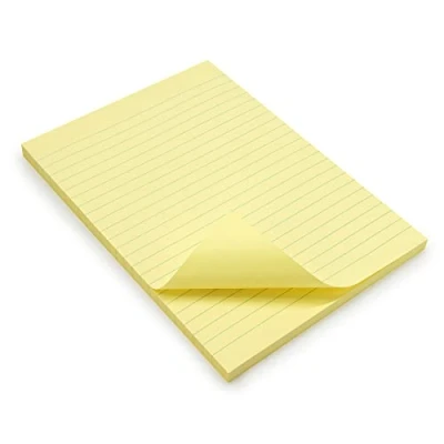 Image de WAYTEX 931685 100 Notes adhésives A5 avec lignes Bloc de Feuilles autocollantes repositionnables Grand format 15 x 21 cm Couleur jaune pastel