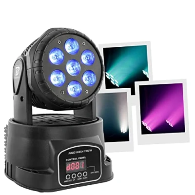 Image de BoomTone DJ ROBO WASH 7X12W Lumière de scène LED RGBW 4in1, Dimmer, Stroboscope, Spot tête mobile, Lyre motorisée. Programmes automatiques, détection musicale, DMX, maitre/esclave.