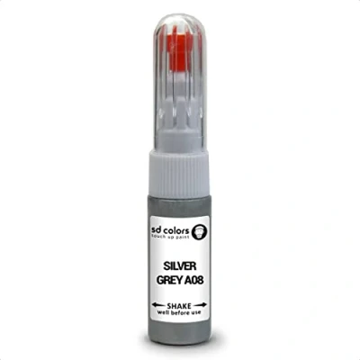 Image de SD COLORS Kit de retouche peinture A08 Gris argenté 20 ML Avec pinceau anti rayures Code couleur