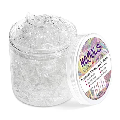 Image de Hoyols Lot de 1500 élastiques en caoutchouc pour queue cheval Transparent