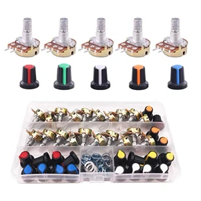 Image de Kit Potentiomètre Linéaire 3 Bornes B5K B10K B20K B50K B100K Rotatif WH148(22Pcs)