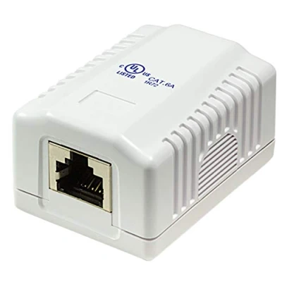 Image de odedo Prise réseau Cat. 6A 10 Gigabits 500 MHz RJ 45 Entièrement blindée pour Blanc Pur RAL9010, Également Poe Power Over Ethernet LAN, boîte de raccordement à Monter en saillie