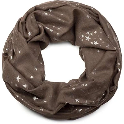 Image de styleBREAKER Foulard loop femme avec motif scintillant métallique étoiles All Over Print, tubulaire léger uni, 01016118, couleur:Marron foncé