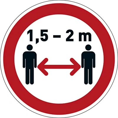 Image de Durable 104103 Pictogramme Au Sol &quot; Gardez Vos Distances 1, 5 2M&quot;, Non Permanent, Ø 43 cm, Rouge Blanc