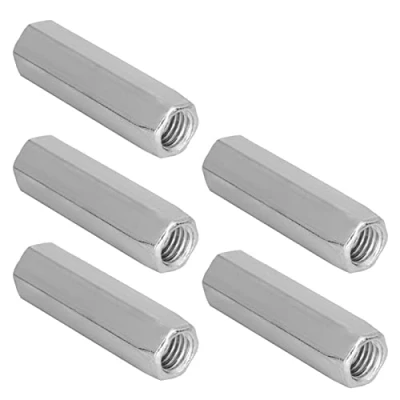 Image de 5Pcs Écrou Hexagonal Long Tige, Acier M10 * 40 D&#039;accouplement Filetage Attaches Fixations Zingué(M10*40/ 50)