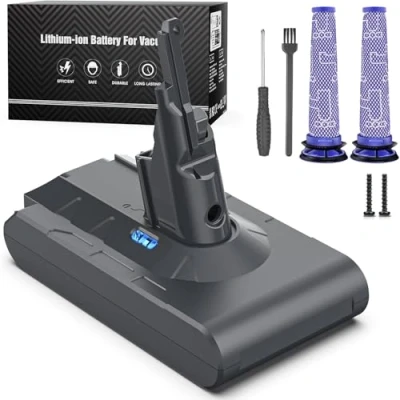 Image de Keenstone 6500mAh Batterie pour Dyson V8 SV10 Compatible avec Absolute Fluffy Animal Plus Motorhead Aspirateur 2 Filtres, Tournevis et Vis Inclus