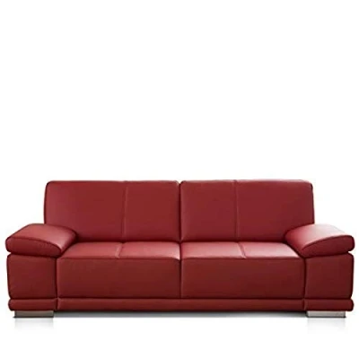 Image de CAVADORE Corianne Petit Canapé 2,5 Places en Cuir Véritable avec Accoudoirs Réglables, Design Moderne, 192 x 80 99 cm, Rouge