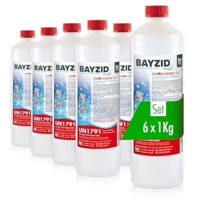 Image de Höfer Chemie 6 x 1 kg Chlore Liquide 48 pour Piscine avec Une teneur en Actif de 13 à 15% l&#039;entretien des piscines et la désinfection l&#039;eau Made in Germany
