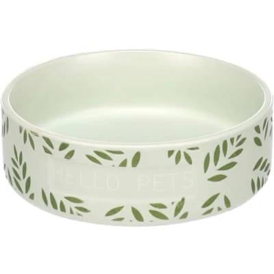 Image de Flamingo Gamelle Leafs Rond Vert pour Lapin 13x4cm, 330ml Nourriture et Eau, Antidérapante Facile à Nettoyer