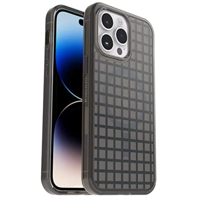 Image de OtterBox Symmetry+ Transparente Coque pour iPhone 14 Pro Max MagSafe, Antichoc, anti chute, fine, supporte 3 x plus de chutes que la norme militaire, antimicrobien, Window Pane Black