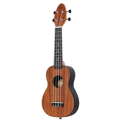 Image de Ortega Guitars Ukulélé Soprano acoustique modèle gaucher Keiki K2 Kit de démarrage incluant Accordeur, Courroie, 5 Médiators Medium et Sac à cordon acajou (K2 MAH L)