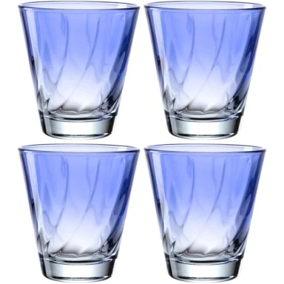 Image de LEONARDO HOME Twist 046967 Lot de 4 Verres à jus qualité supérieure et modernes eau ergonomiques incurvés Pour un usage quotidien Bleu 215 ml