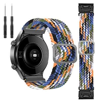 Image de Lonkenn 22mm Bracelets Compatible avec Garmin Fenix 7/Fenix 7 Solar/Fenix 6/Fenix 6 Pro/Fenix 5/Fenix 5 Plus/Garmin EPIX 2/Instinct 2/Fenix Sapphire Solar, Tressé Bracelet pour Forerunner 935