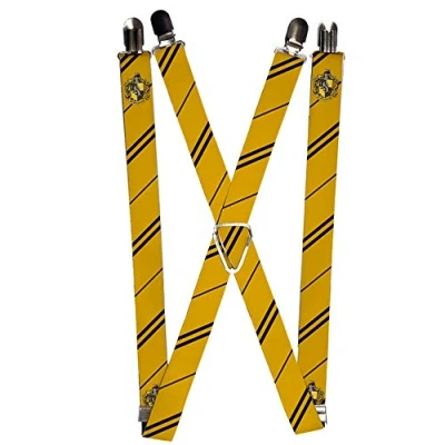 Image de Buckle Down Bretelles unisexes Blason de Poufsouffle/Rayures Jaune/Noir, multicolore, taille unique