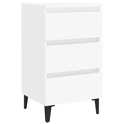 Image de vidaXL Comodino con Gambe in Metallo Bianco 40x35x69 cm