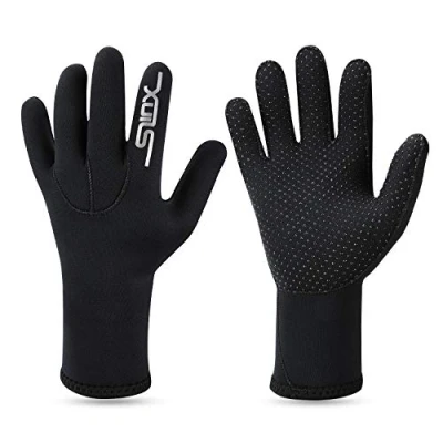 Image de QKURT 3mm néoprène Stretch Gloves Gants de plongée Chauds Gants, Adulte Cinq Doigts Utilisation pour la plongée, Surf, Kayak, Snorkeling, Voile, canotage
