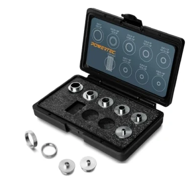 Image de POWERTEC 71051 Lot de 10 guides en laiton massif avec étui transport moulé