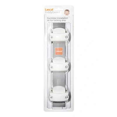 Image de Lascal KiddyGuard Avant/Accent/Assure Support barrière de sécurité, escaliers avec rampes arrondies ou angulaires jusqu’à ø50 mm, Set 3 fixations, blanc