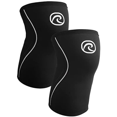 Image de Rehband Genouillère en néoprène de 3 mm pour la course et le fitness, stabilise réchauffe les muscles, soutient articulations, Couleur:Noir 1 Paire, Taille:XS