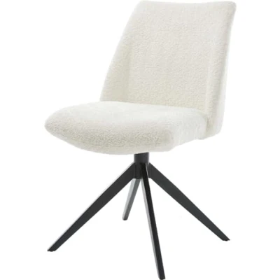Image de Chaise pivotante Elso Flex bouclé blanc pied croisé large noir pivotement sur 360 fonction bascule ressorts ensachés