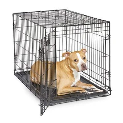 Image de MidWest Homes for Pets modèle 1536DDU Cage pour chiens iCrate 90,42 cm, amélioré, une porte, comprenant un bac étanche, des pieds protégeant le sol, Noir