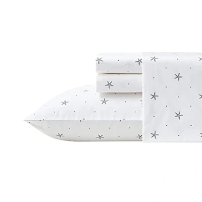 Image de Nautica Parure de lit en Percale Coton, fraîche et fraîche, légère Respirante (Bleu côtier à Paillettes étoilées, Double)