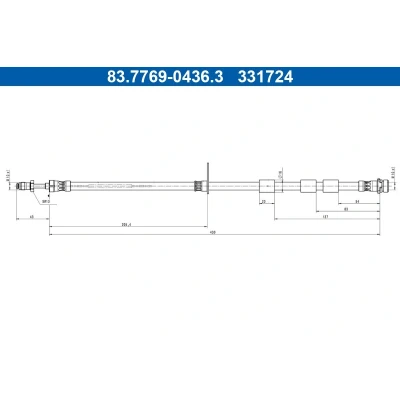 Image de ATE 83.7769 0436.3 Flexible De Frein 430mm M10x1mm FORD: Ecosport Mk2 1.5 Ti VCT, EcoBlue TDCi, Ti, 2.0 4x4, TDCi 4x4