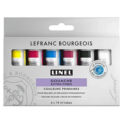 Image de Lefranc Bourgeois Linel Gouache Extra Fine 6 x 14 ml Mix Set Couleur Primaire