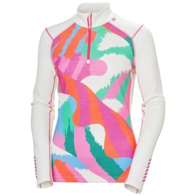 Image de Helly Hansen W LIFA Merino Midw GRA 1/2 Zip Veste de Base, 014 Blanc cassé Jpb AOP, M Femme