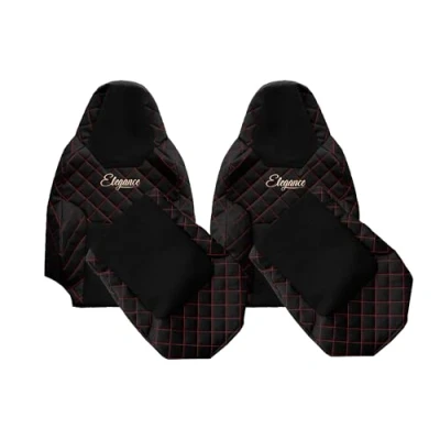 Image de F CORE Housses de Siege Camion compatibilité pour Man TGL TGM TGS TGX 03.21 avec conducteur CS Noir/Rouge