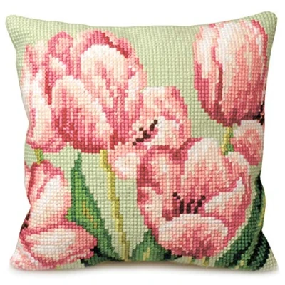 Image de Collection D&#039;Art 5070 Tulipe À Droite Kit de Coussin Gros Trous Coton Multicolore 40 x cm