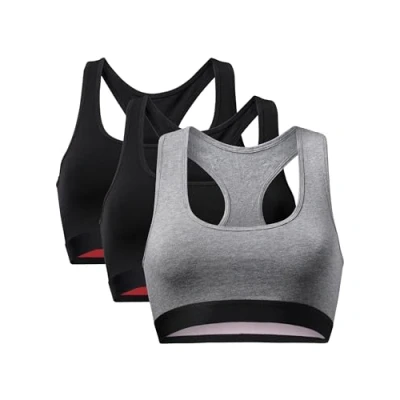 Image de DANISH ENDURANCE Lot de 1, 3, ou 6 Brassières Culottes en Coton Bio, Ultra Douces et Confortables, Femme, Multicolore (2X Noir, 1x Gris/Noir), M