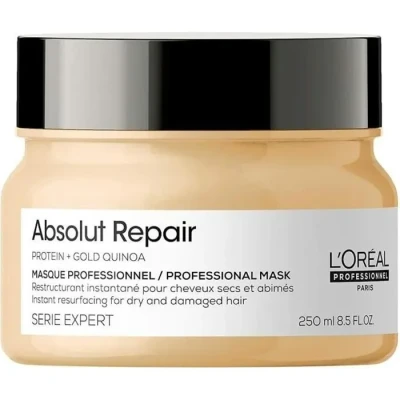 Image de L&#039;Oréal Professionnel, Masque Restructurant Instantané, Cheveux Secs &amp; Abîmés, Nourrit Répare la Fibre, Protège Apporte Brillance, Enrichi en Protéines de Blé, Absolut Repair, Serie Expert, 250ml