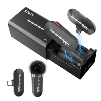 Image de SYNCO Microphone Cravate sans Fil de Type C, P1ST lavalier 2.4GHz avec étui Chargement pour téléphones et tablettes USB Smartphone