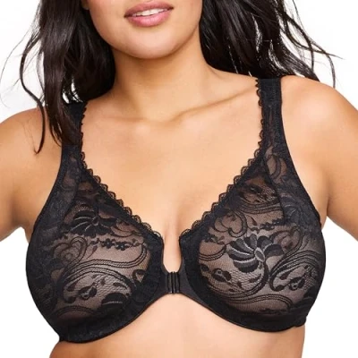 Image de Glamorise 9245 Soutien gorge Wonderwire dentelle ouverture devant Femme Noir 95C (Taille Fabricant:80C)