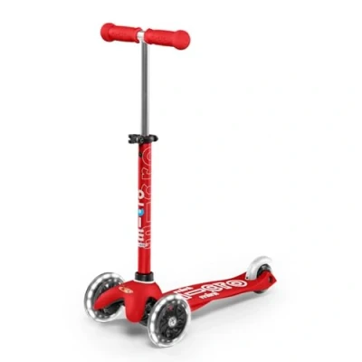 Image de Micro Trottinette Mini Deluxe LED 3 Roues Lumineuses L&#039;équilibre et Motricité 2 5 Ans Rouge