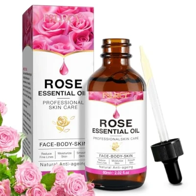 Image de Huile Essentielle Rose 60 ml, Sérum avec Serum Vitamine C pour Hydrate et Anti âge les Visage Soin âge, Peau, Naturelle Hydratante Nourrissante