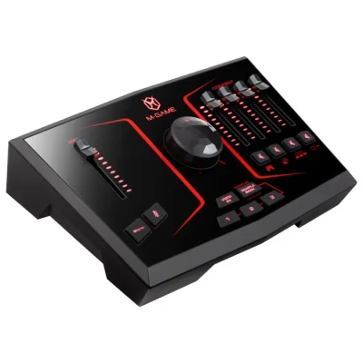 Image de M GAME Solo Interface audio USB et mixeur pour stream gaming avec entrées micro XLR, casque optique, effets voix logiciel dédié Noir